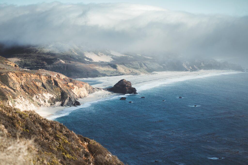 Cloudy coastline landscape Big Sur Ocean View