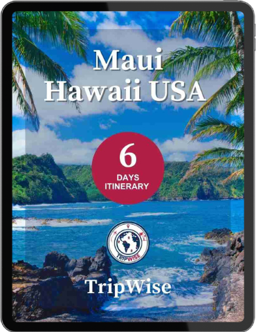 Palm-fringed beach in Maui with sunset glow, 6-day Hawaii island itinerary